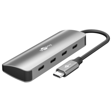Goobay Slim 4-Port USB-Hub, USB-C auf USB-C, 10 Gbit/s, Grey | 76565