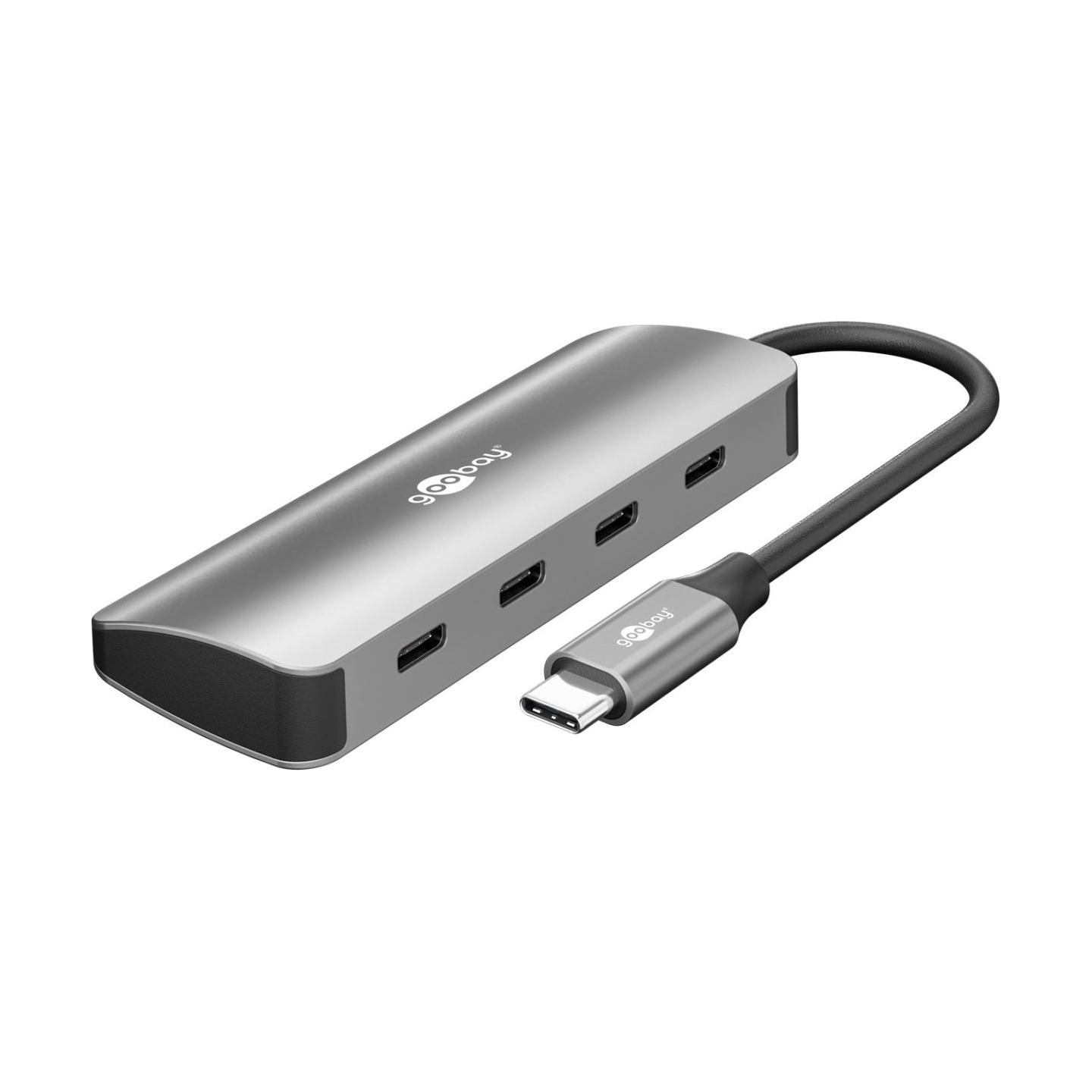 Goobay Slim 4-Port USB-Hub, USB-C auf USB-C, 10 Gbit/s, Grey | 76565