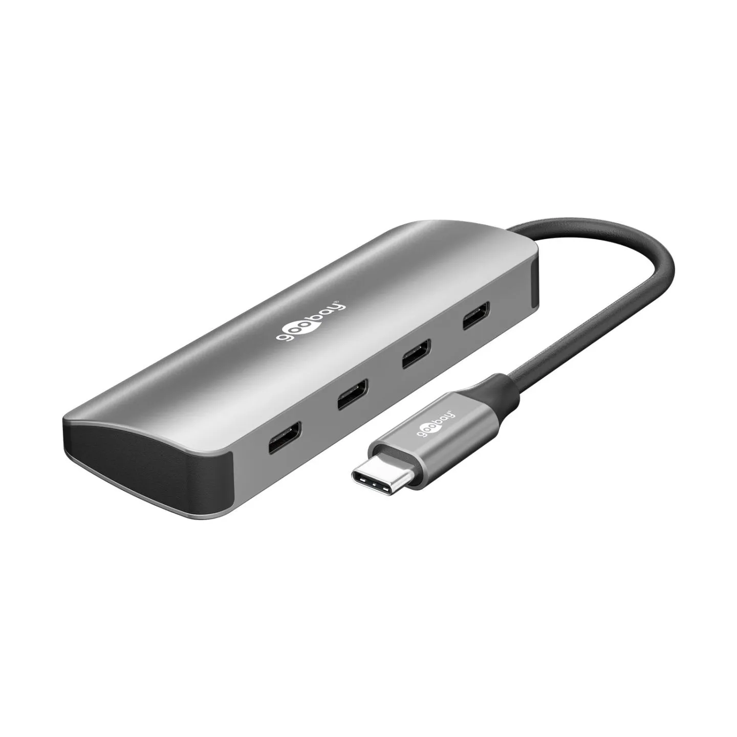 Goobay Slim 4-Port USB-Hub, USB-C auf USB-C, 10 Gbit/s, Grey | 76565