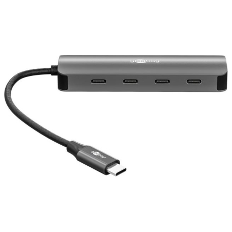 Goobay Slim 4-Port USB-Hub, USB-C auf USB-C, 10 Gbit/s, Grey | 76565