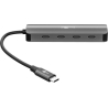 Goobay Slim 4-Port USB-Hub, USB-C auf USB-C, 10 Gbit/s, Grey | 76565