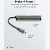 Goobay Slim 4-Port USB-Hub, USB-C auf USB-C, 10 Gbit/s, Grey | 76565