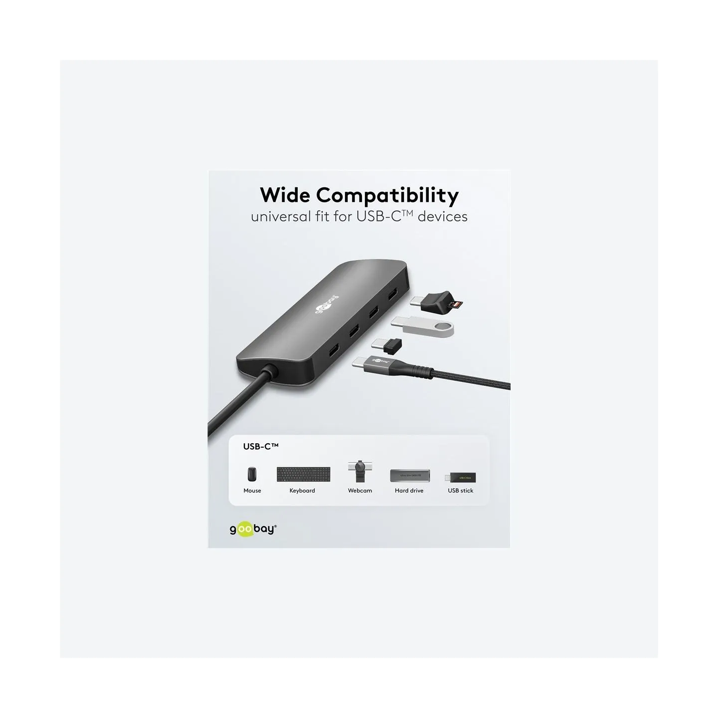 Goobay Slim 4-Port USB-Hub, USB-C auf USB-C, 10 Gbit/s, Grey | 76565