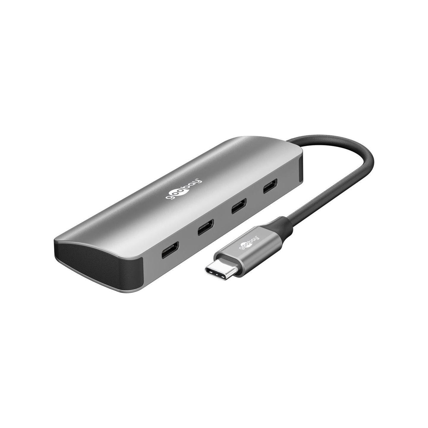 Goobay Slim 4-Port USB-Hub, USB-C auf USB-C, 10 Gbit/s, Grey | 76565