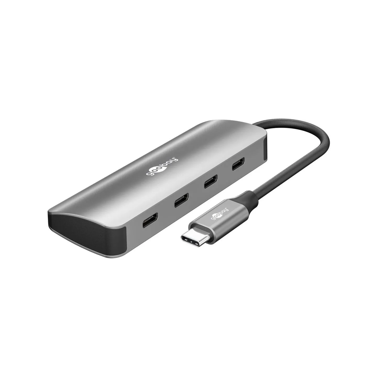Goobay Slim 4-Port USB-Hub, USB-C auf USB-C, 10 Gbit/s, Grey | 76565