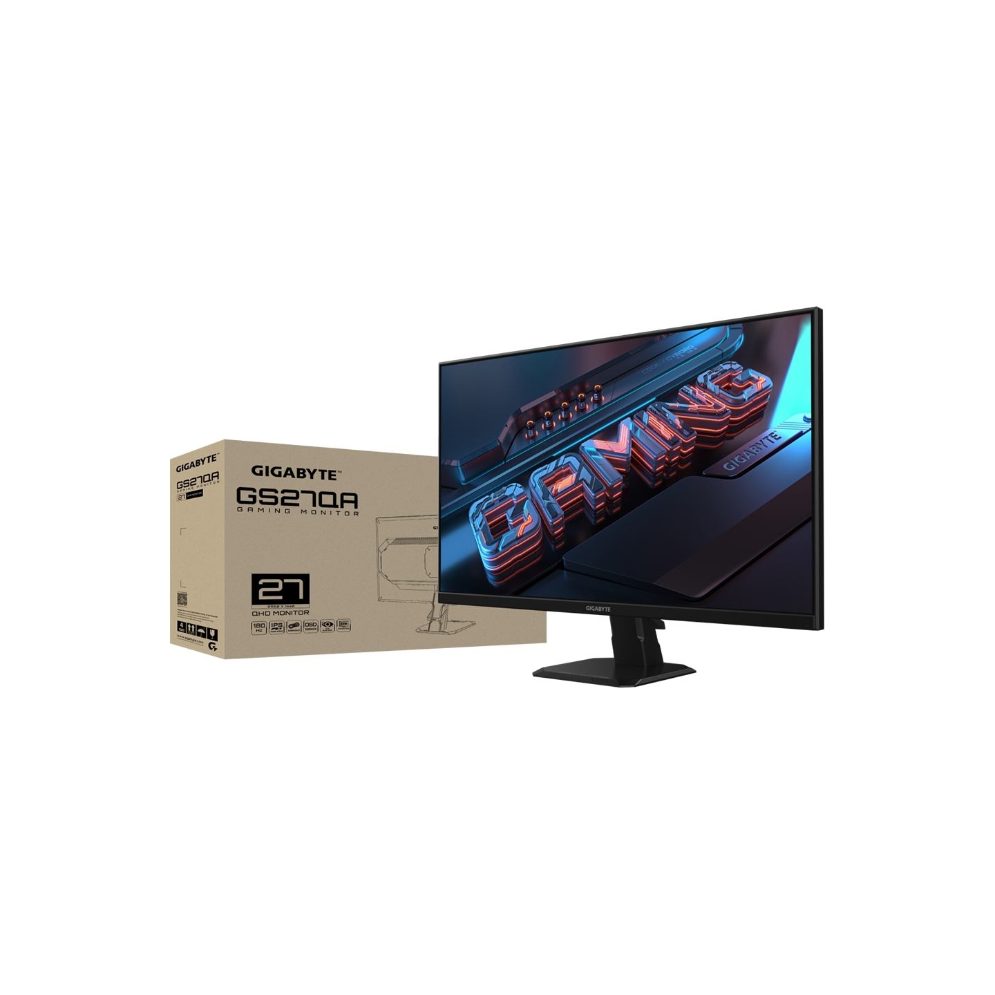 Gigabyte | Gaming Monitor | GS27QA | 27 " | IPS | QHD | 16:9 | 180 Hz | 1 ms | 2560 x 1440 pixels | 300 cd/m² | HDMI ports quant