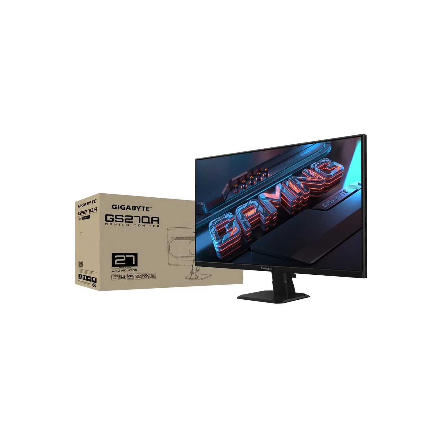 Gigabyte | Gaming Monitor | GS27QA | 27 " | IPS | QHD | 16:9 | 180 Hz | 1 ms | 2560 x 1440 pixels | 300 cd/m² | HDMI ports quant