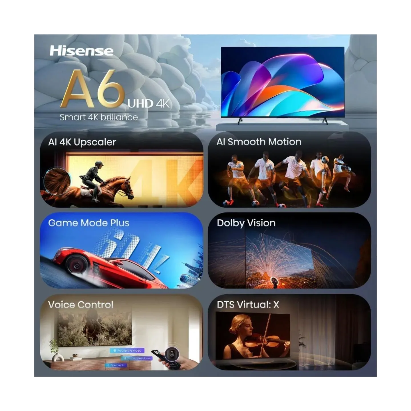 Hisense TV | 43A6S | 43" | Smart TV | VIDAA OS | UHD | Black