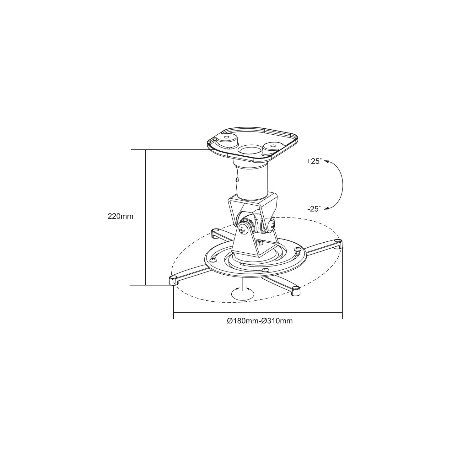 Logilink BP0003 Projector mount, ceiling, universal, 220 mm, white | Logilink