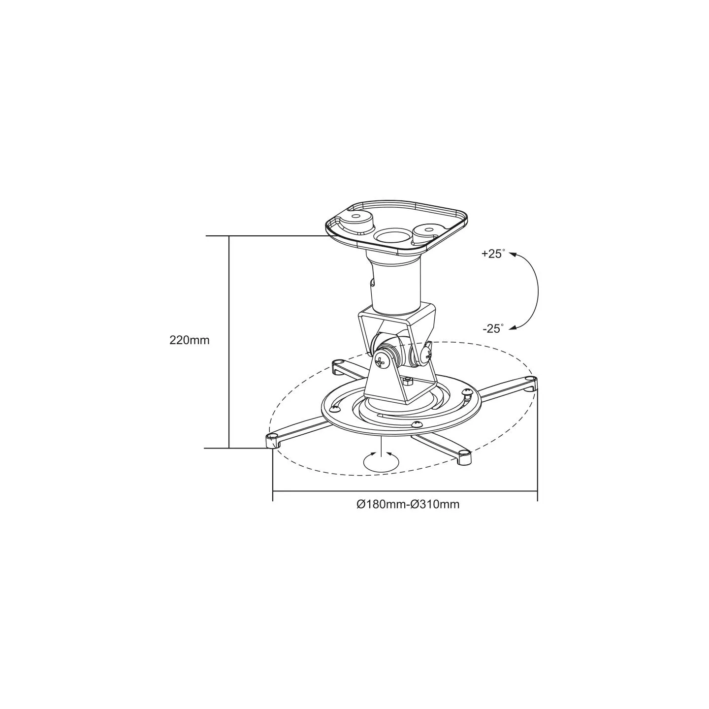 Logilink BP0003 Projector mount, ceiling, universal, 220 mm, white | Logilink