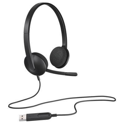 Logitech H340 Corded Headset - BLACK - USB