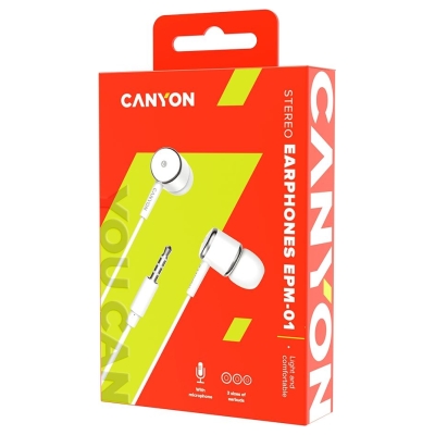 Canyon headphones EPM-01 Mic 1.2m White