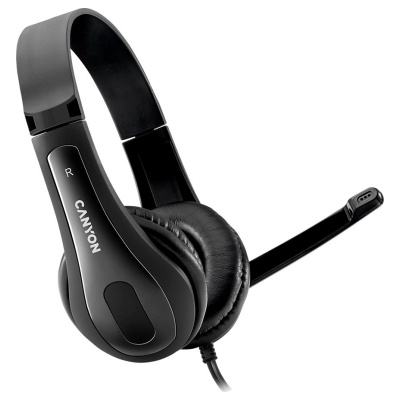 Canyon PC headset HSC-1 PC Mic Flat 2m Black