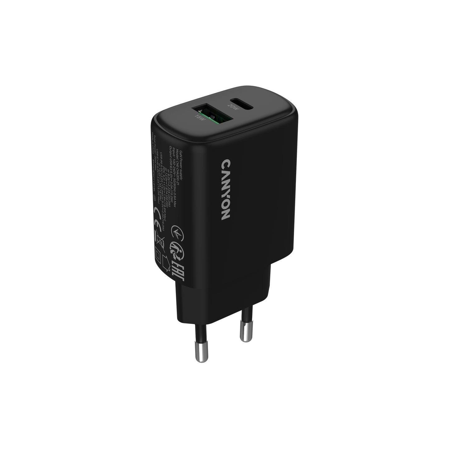 Canyon charger OnCharge 200 20W 1xPD 1xQC EU Black