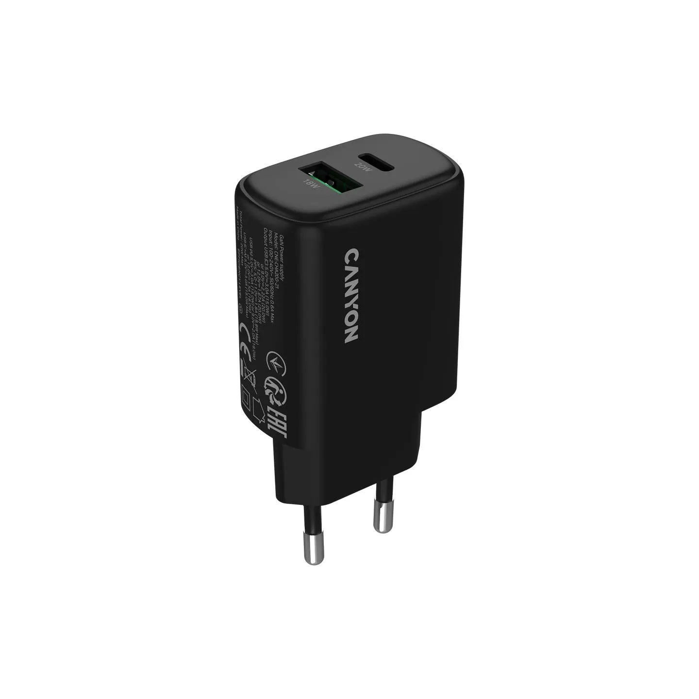 Canyon charger OnCharge 200 20W 1xPD 1xQC EU Black