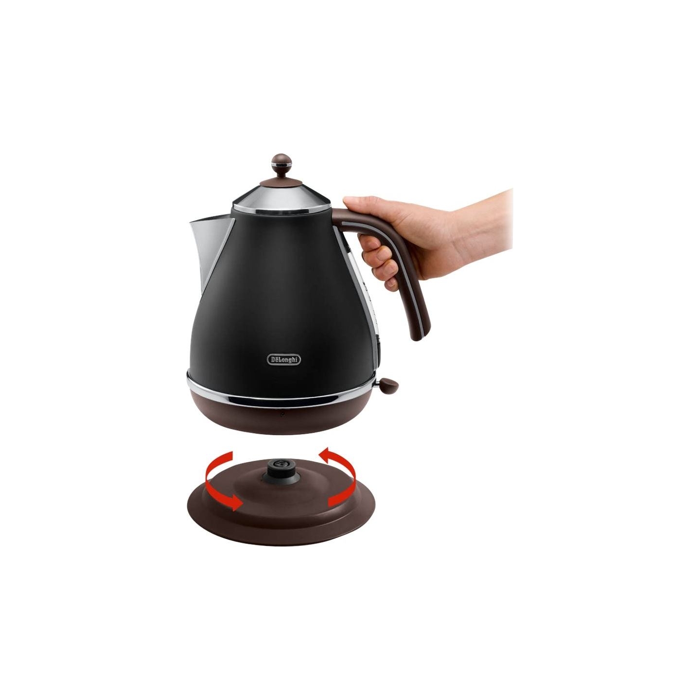 Delonghi | Icona Vintage | KBOV2001BK | Standard kettle | 2000 W | 1.7 L | Stainless steel | 360° rotational base | Black