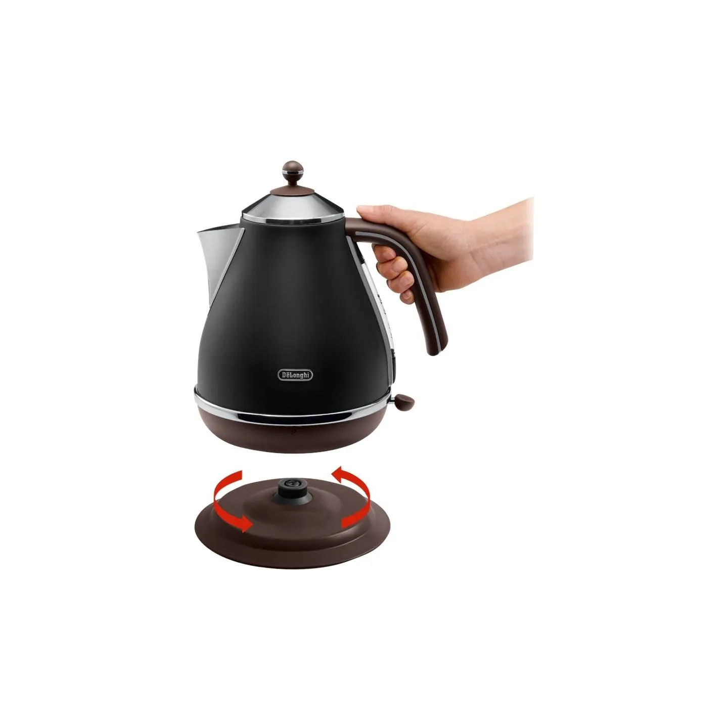 Delonghi | Icona Vintage | KBOV2001BK | Standard kettle | 2000 W | 1.7 L | Stainless steel | 360° rotational base | Black
