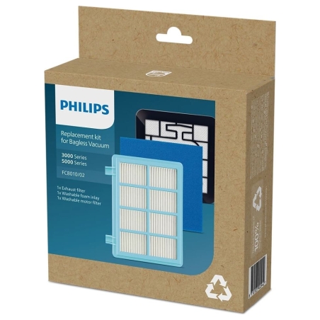 Philips Replacement Kit FC8010/02, Allergy H13 filter replacement kit compatible with Philips PowerPro Compact, PowerPro Active