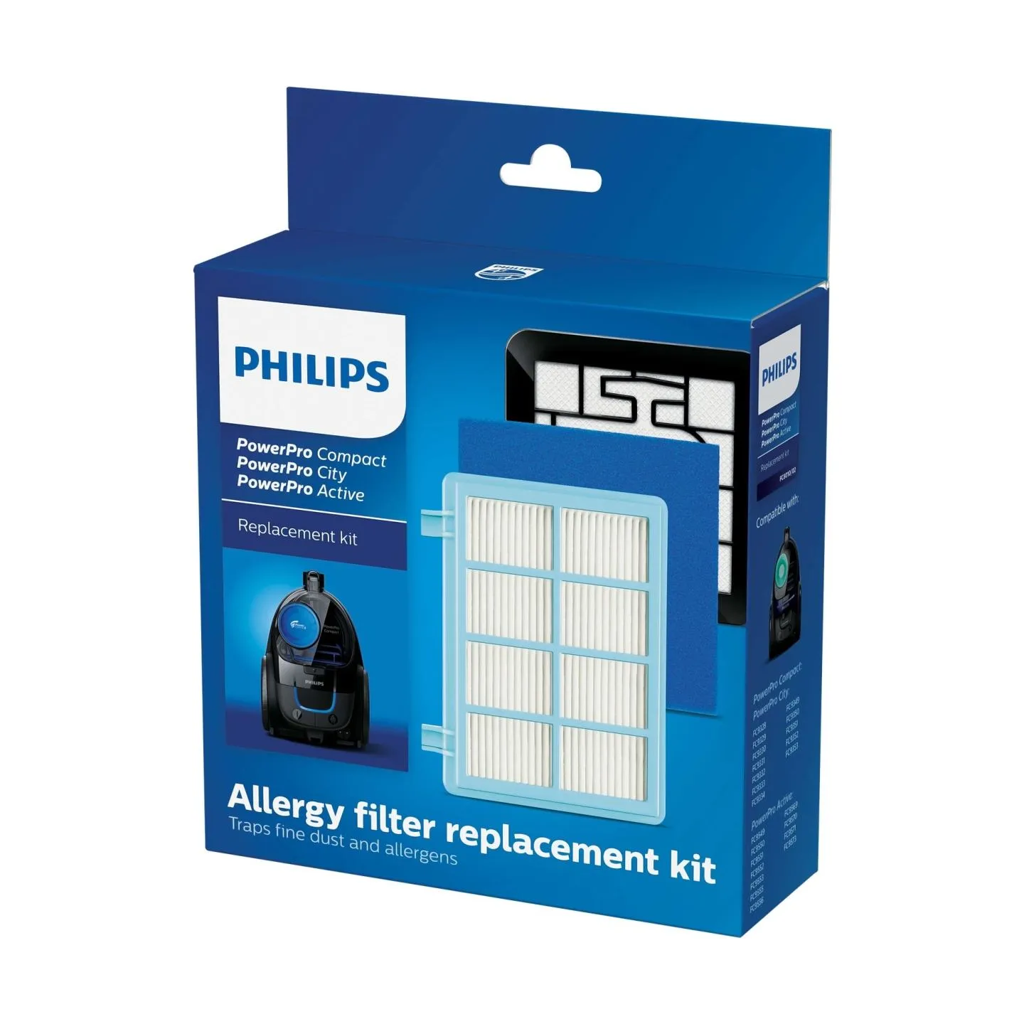 Philips Replacement Kit FC8010/02, Allergy H13 filter replacement kit compatible with Philips PowerPro Compact, PowerPro Active 