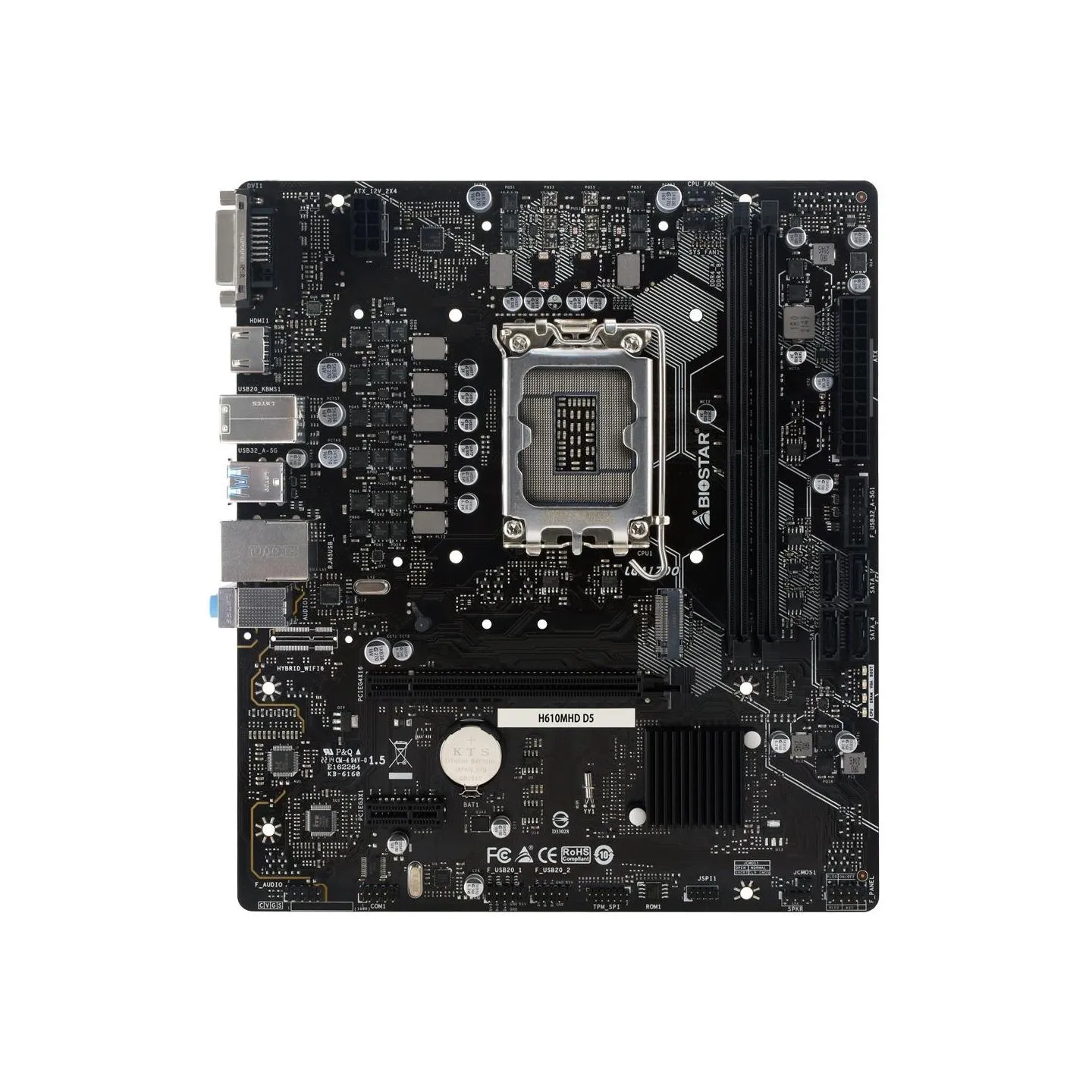Biostar Mainboard|BIOSTAR|H610MHD D5|Intel H610|LGA 1700|micro ATX|RAM DDR5-SDRAM|2xSlots|H610MHDD5