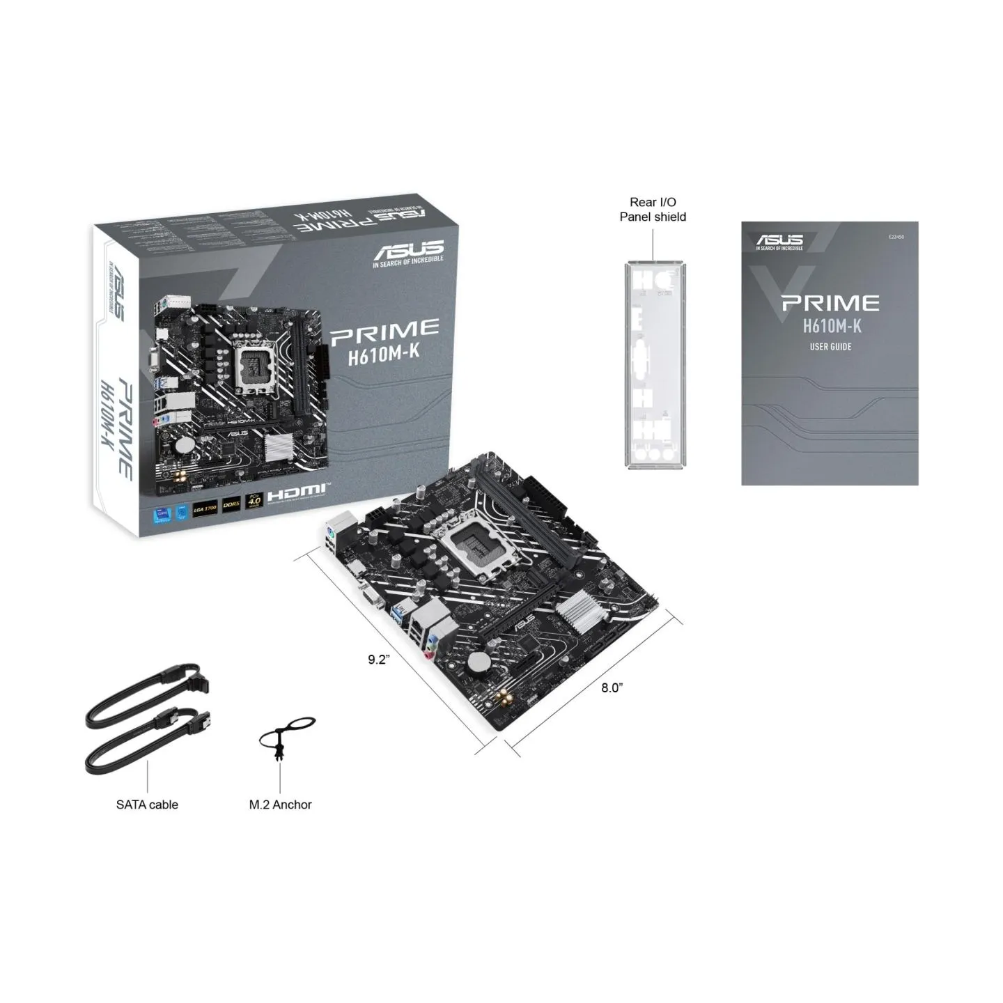 Asus Mainboard|ASUS|Intel H610|LGA1700|Micro-ATX|Memory DDR5|Memory slots 2|1xPCI-Express 3.0 1x|1xPCI-Express 4.0 16x|1xM.2|1x1