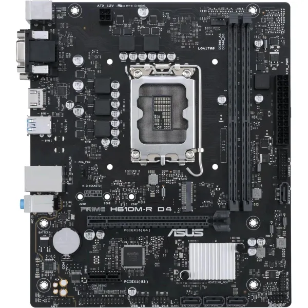 Asus Mainboard|ASUS|Intel H610|LGA1700|Micro-ATX|Memory DDR4|Memory slots 2|1xPCI-Express 1x|1xPCI-Express 16x|1xM.2|1x15pin D-s