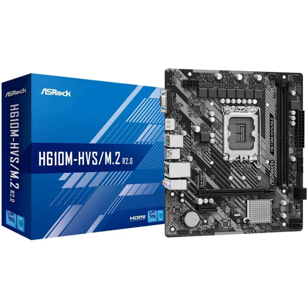 Asrock Mainboard|ASROCK|Intel H610|LGA1700|Micro-ATX|Memory DDR4|Memory slots 2|1xPCI-Express 3.0 1x|1xPCI-Express 4.0 16x|1xM.2