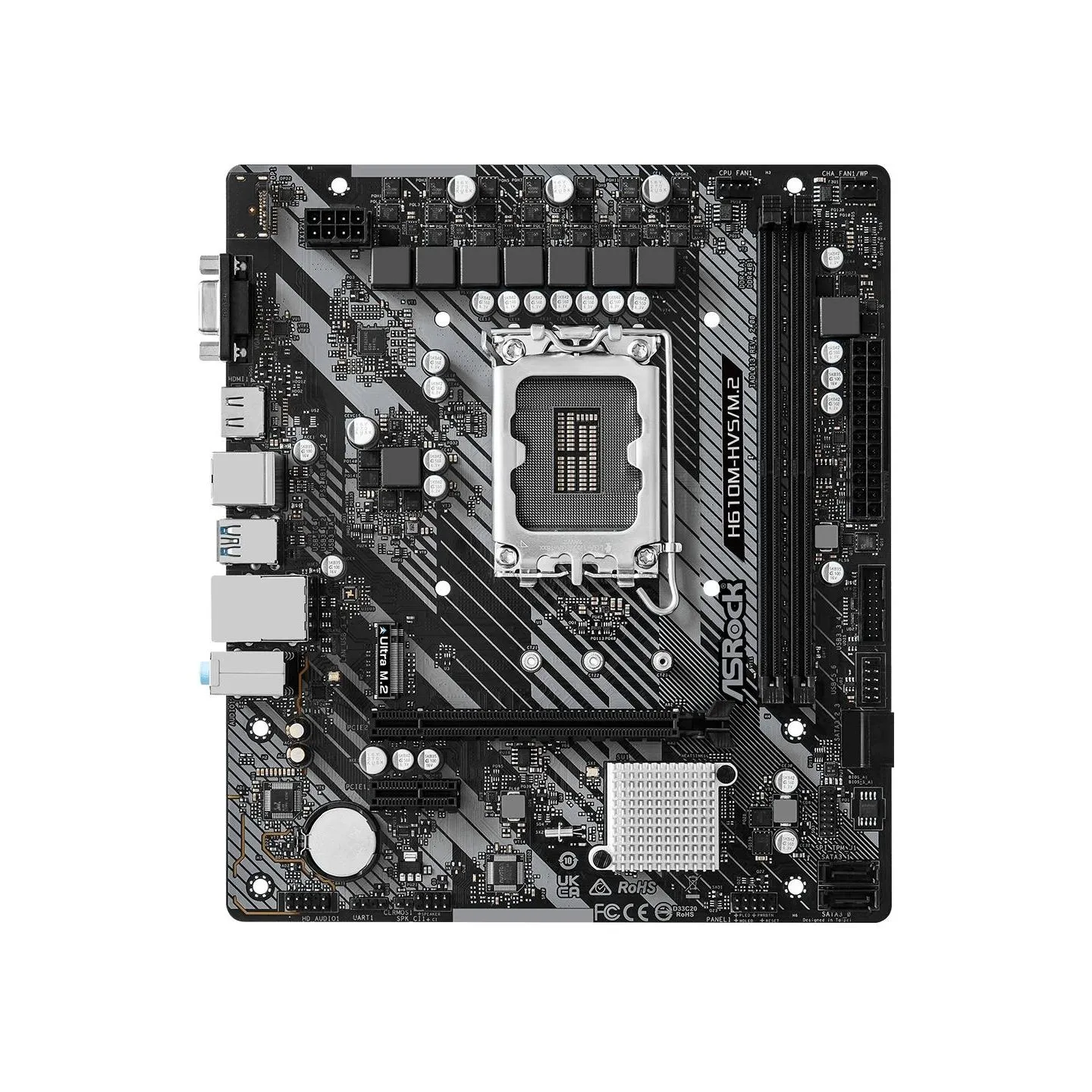 Asrock Mainboard|ASROCK|Intel H610|LGA1700|Micro-ATX|Memory DDR4|Memory slots 2|1xPCI-Express 3.0 1x|1xPCI-Express 4.0 16x|1xM.2