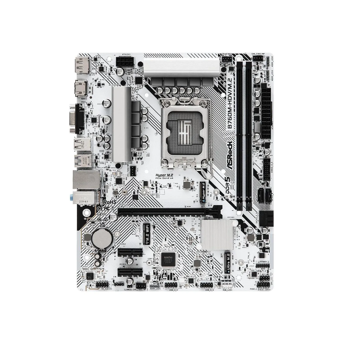 Asrock Mainboard|ASROCK|Intel B760 Express|LGA1700|Micro-ATX|Memory DDR5|Memory slots 2|2xPCI-Express 3.0 1x|1xPCI-Express 4.0 1