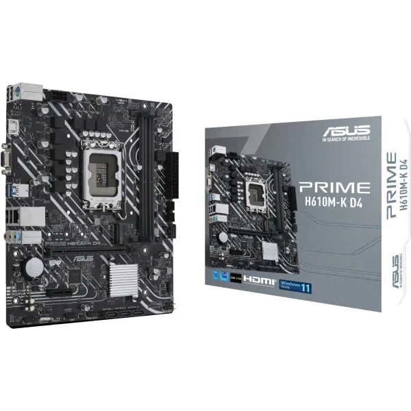 Asus Mainboard|ASUS|Intel H610|LGA1700|MicroATX|Memory DDR4|Memory slots 2|1xPCI-Express 3.0 1x|1xPCI-Express 4.0 16x|1xM.2|1x15
