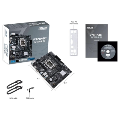 Asus Mainboard|ASUS|Intel H610|LGA1700|MicroATX|Memory DDR4|Memory slots 2|1xPCI-Express 3.0 1x|1xPCI-Express 4.0 16x|1xM.2|1x15