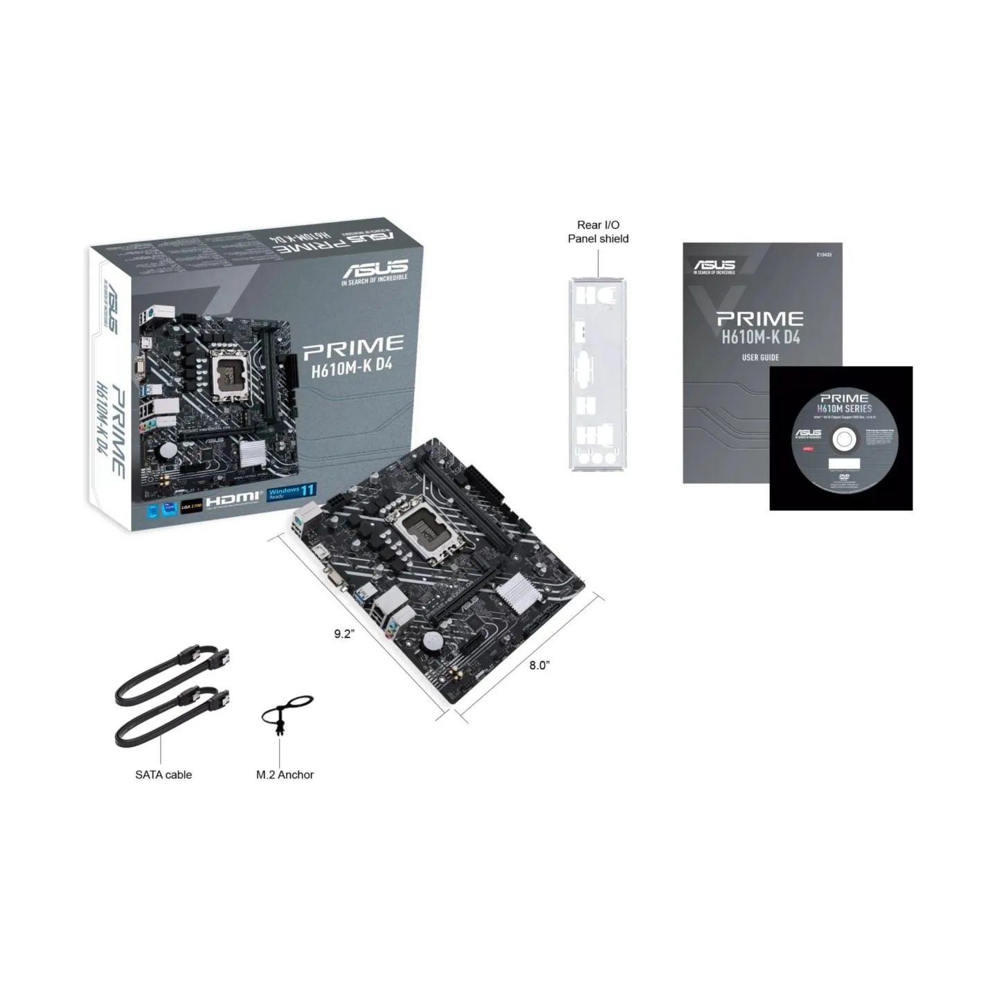 Asus Mainboard|ASUS|Intel H610|LGA1700|MicroATX|Memory DDR4|Memory slots 2|1xPCI-Express 3.0 1x|1xPCI-Express 4.0 16x|1xM.2|1x15
