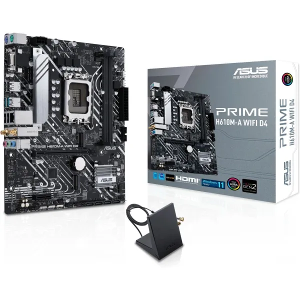 Asus Mainboard|ASUS|Intel H610|LGA1700|Micro-ATX|Memory DDR4|Memory slots 2|1xPCI-Express 3.0 1x|1xPCI-Express 4.0 16x|2xM.2|1x1