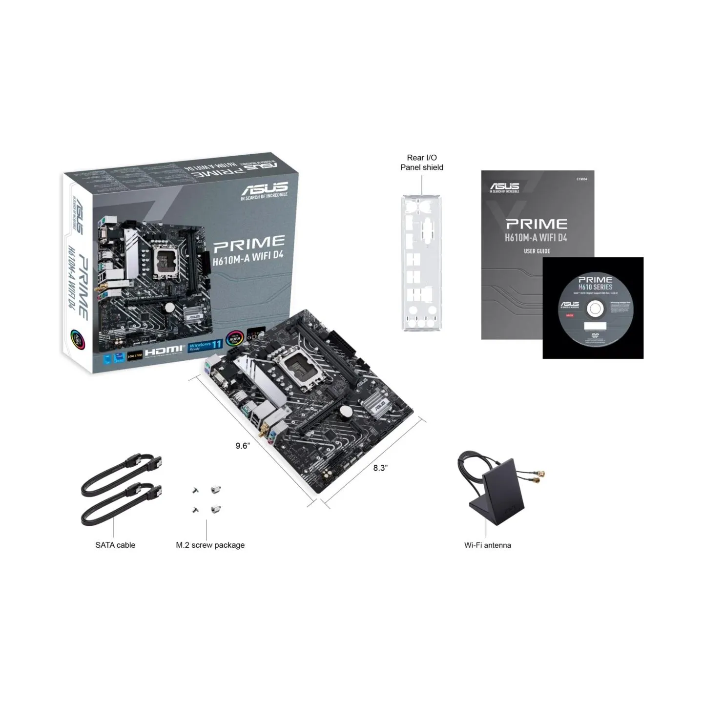 Asus Mainboard|ASUS|Intel H610|LGA1700|Micro-ATX|Memory DDR4|Memory slots 2|1xPCI-Express 3.0 1x|1xPCI-Express 4.0 16x|2xM.2|1x1