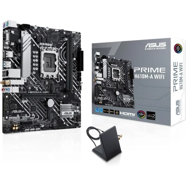 Asus Mainboard|ASUS|Intel H610|LGA 1700|micro ATX|RAM DDR5-SDRAM|2xSlots|Wi-Fi Yes|Bluetooth Yes|2xNumber of M.2 (M) slots|PRIME