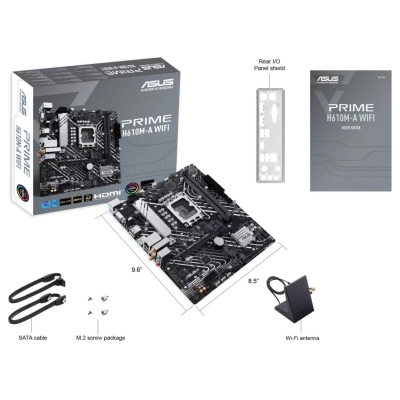 Asus Mainboard|ASUS|Intel H610|LGA 1700|micro ATX|RAM DDR5-SDRAM|2xSlots|Wi-Fi Yes|Bluetooth Yes|2xNumber of M.2 (M) slots|PRIME