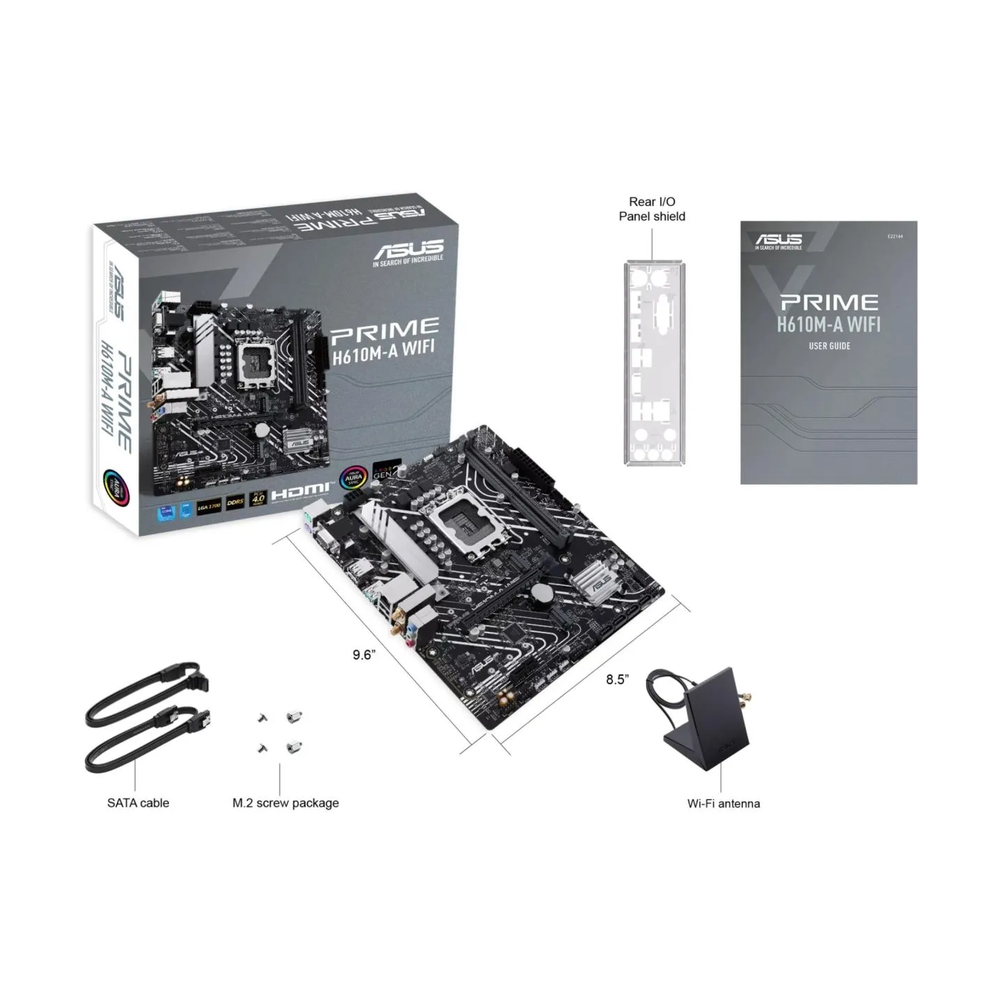 Asus Mainboard|ASUS|Intel H610|LGA 1700|micro ATX|RAM DDR5-SDRAM|2xSlots|Wi-Fi Yes|Bluetooth Yes|2xNumber of M.2 (M) slots|PRIME