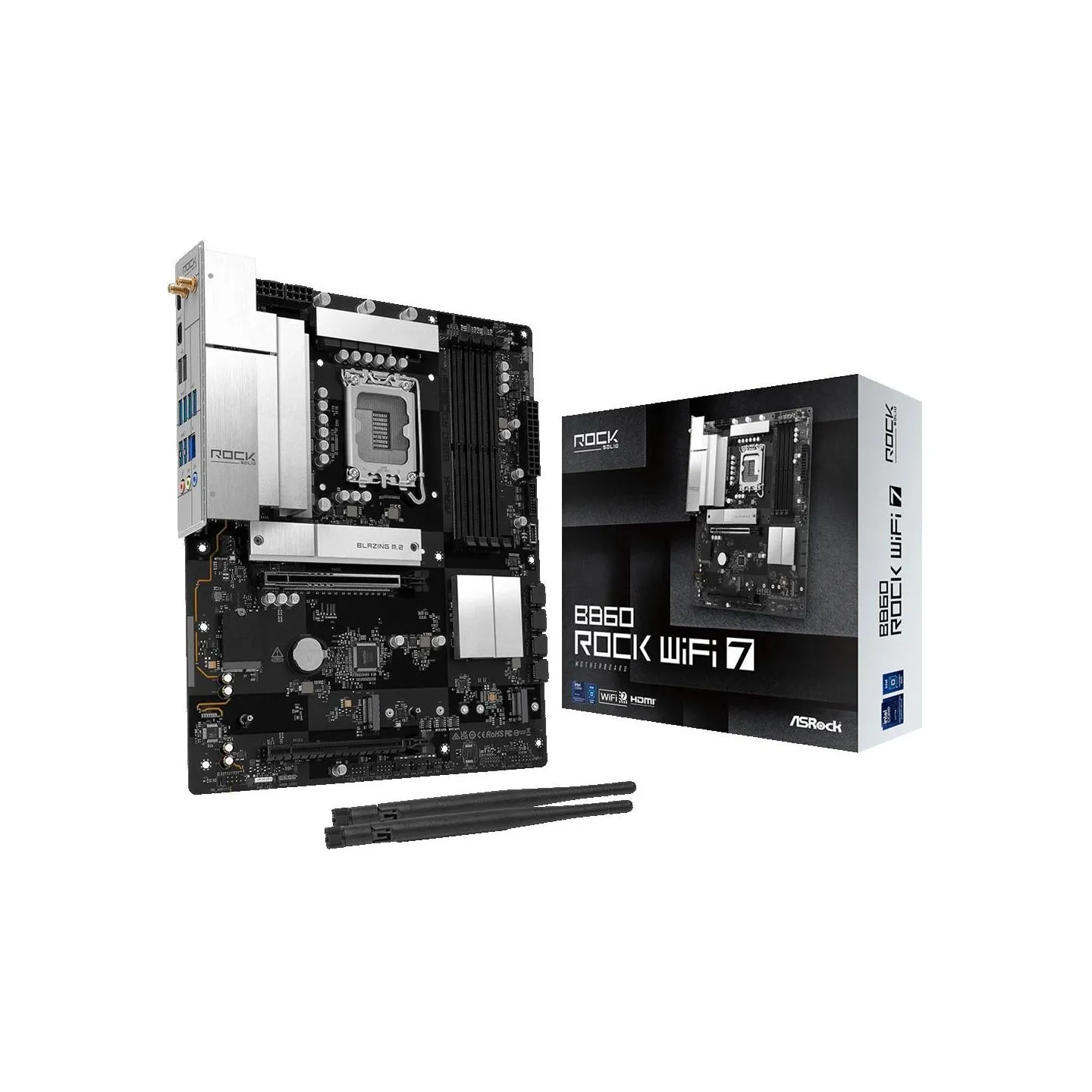 Asrock Mainboard|ASROCK|B860 Rock WiFi 7|Intel B860|LGA 1851 (Socket V1)|ATX|RAM DDR5-SDRAM|4xSlots|Wi-Fi Yes|Bluetooth Yes|3xNu