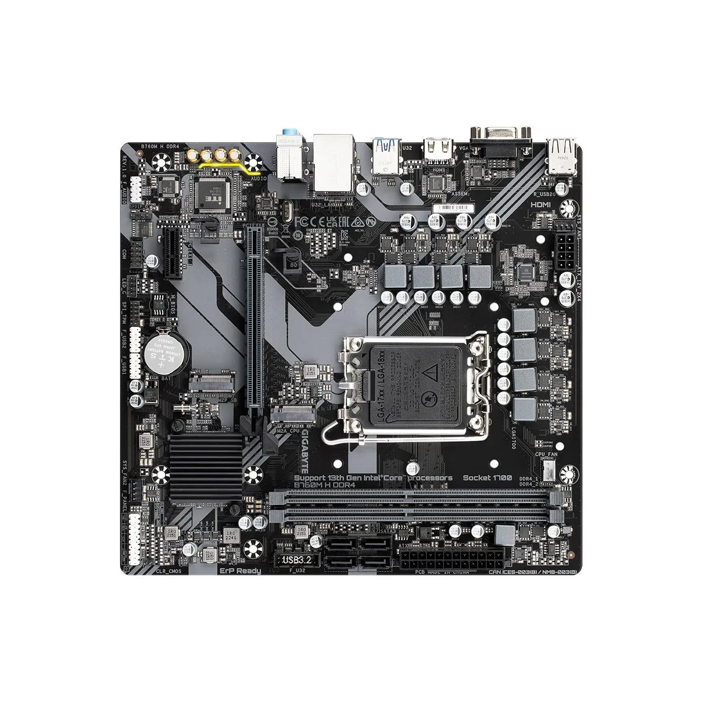 Gigabyte Mainboard|GIGABYTE|Intel B760 Express|LGA1700|Micro-ATX|Memory DDR4|Memory slots 2|1xPCI-Express 3.0 1x|1xPCI-Express 4