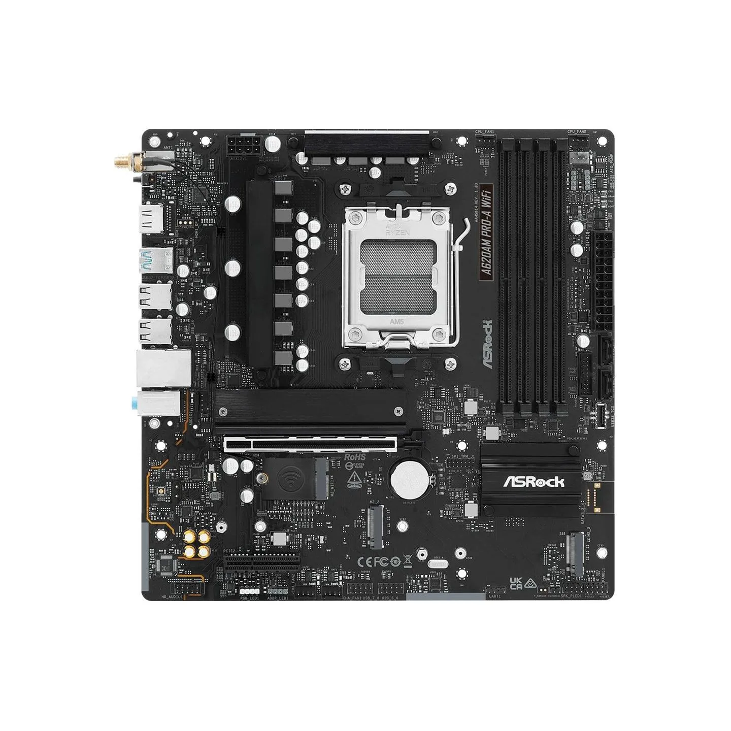 Asrock Mainboard|ASROCK|AMD A620A|micro ATX|RAM DDR5-SDRAM|2xSlots|Wi-Fi Yes|Bluetooth Yes|1xPCI Express x4 slots|A620AMPRO-AWIF