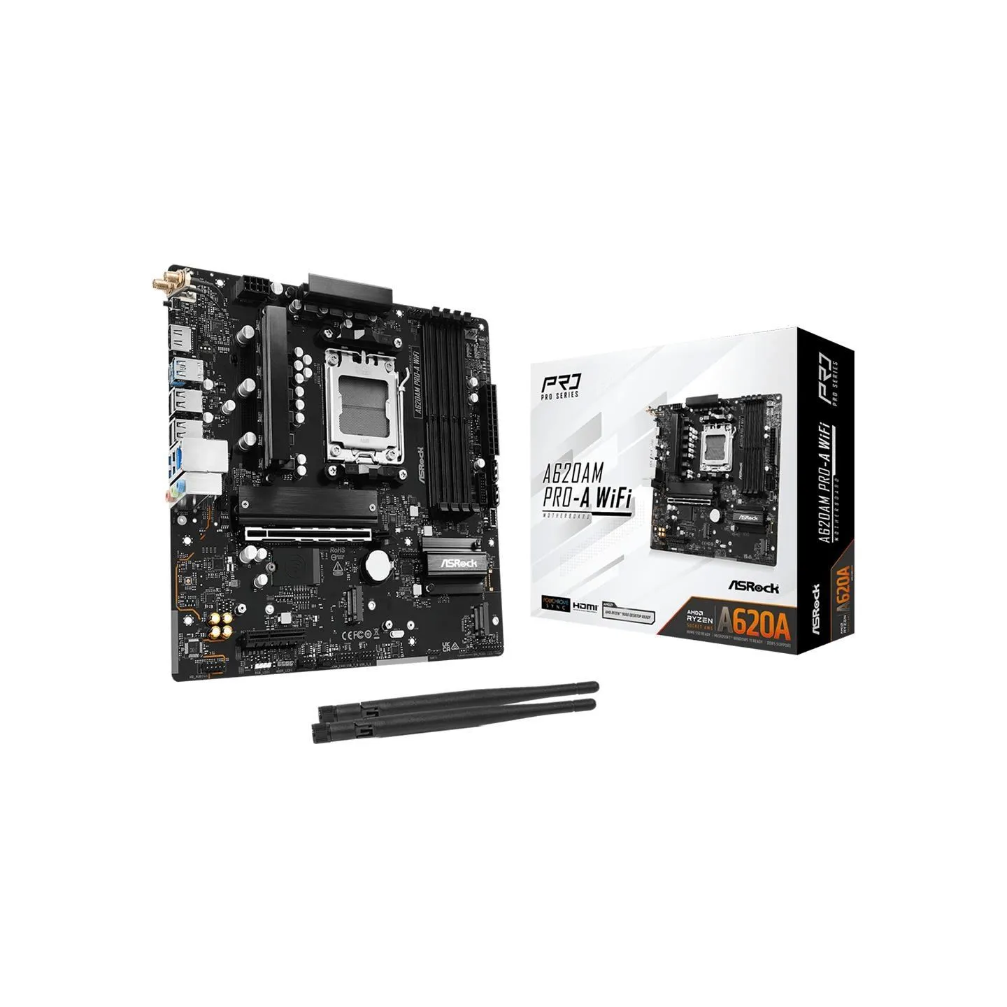 Asrock Mainboard|ASROCK|AMD A620A|micro ATX|RAM DDR5-SDRAM|2xSlots|Wi-Fi Yes|Bluetooth Yes|1xPCI Express x4 slots|A620AMPRO-AWIF
