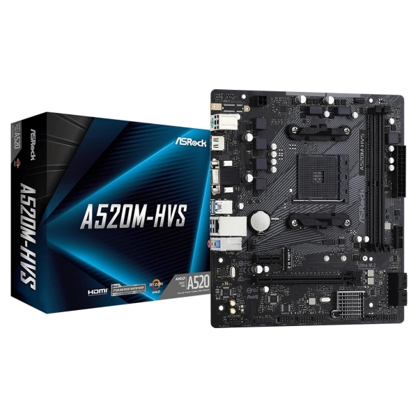 Asrock Motherboard A520M-HVS AM4 2DDR4 HDMI/VGA M.2 mATX
