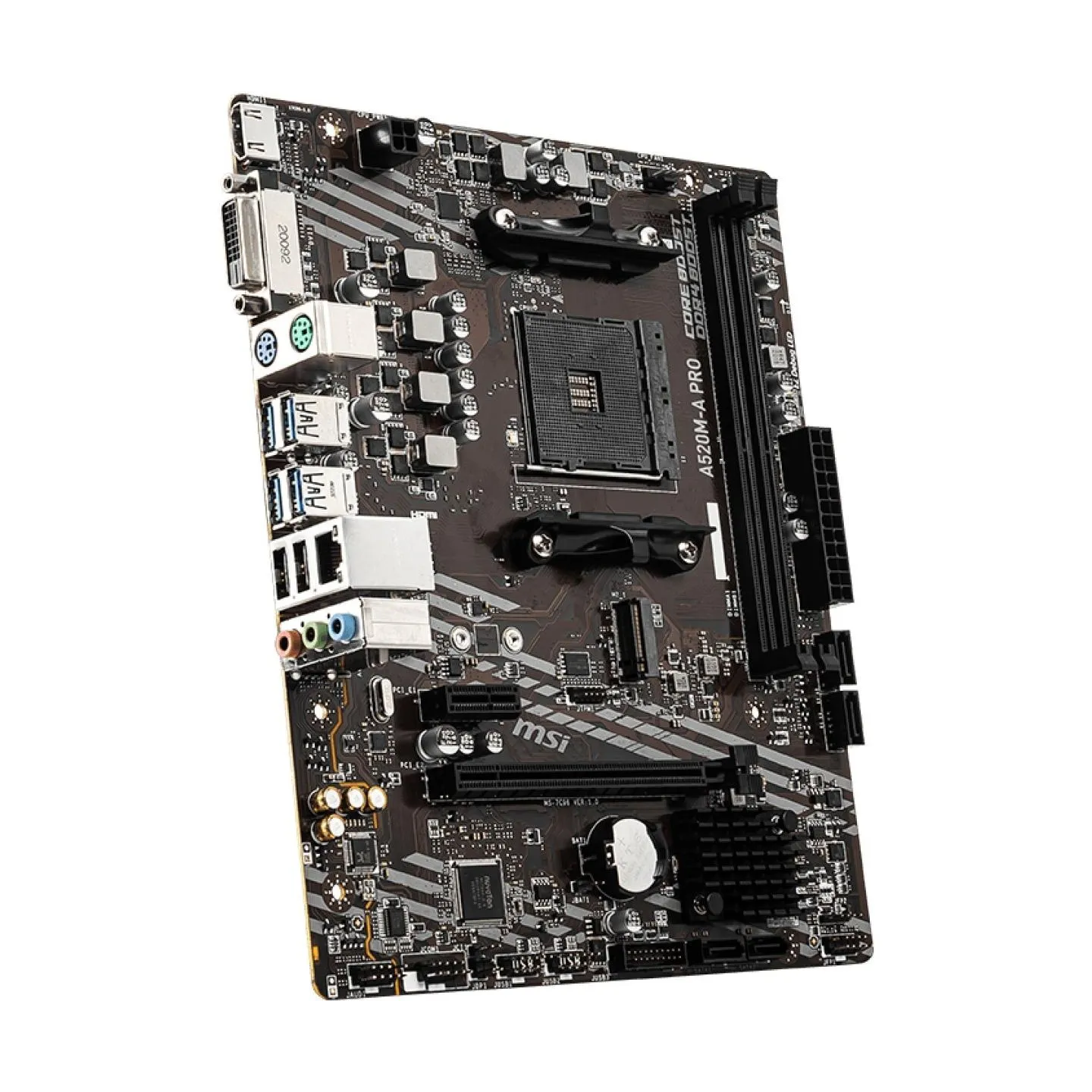 MSI Mainboard|MSI|AMD A520|SAM4|MicroATX|1xPCI-Express 3.0 1x|1xPCI-Express 3.0 16x|1xM.2|Memory DDR4|Memory slots 2|1xDVI|1xHDM
