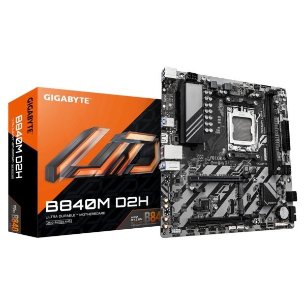 Gigabyte Mainboard|GIGABYTE|AMD B840|Socket AM5|micro ATX|RAM DDR5-SDRAM|2xSlots|2xNumber of M.2 (M) slots|B840MD2H1.2