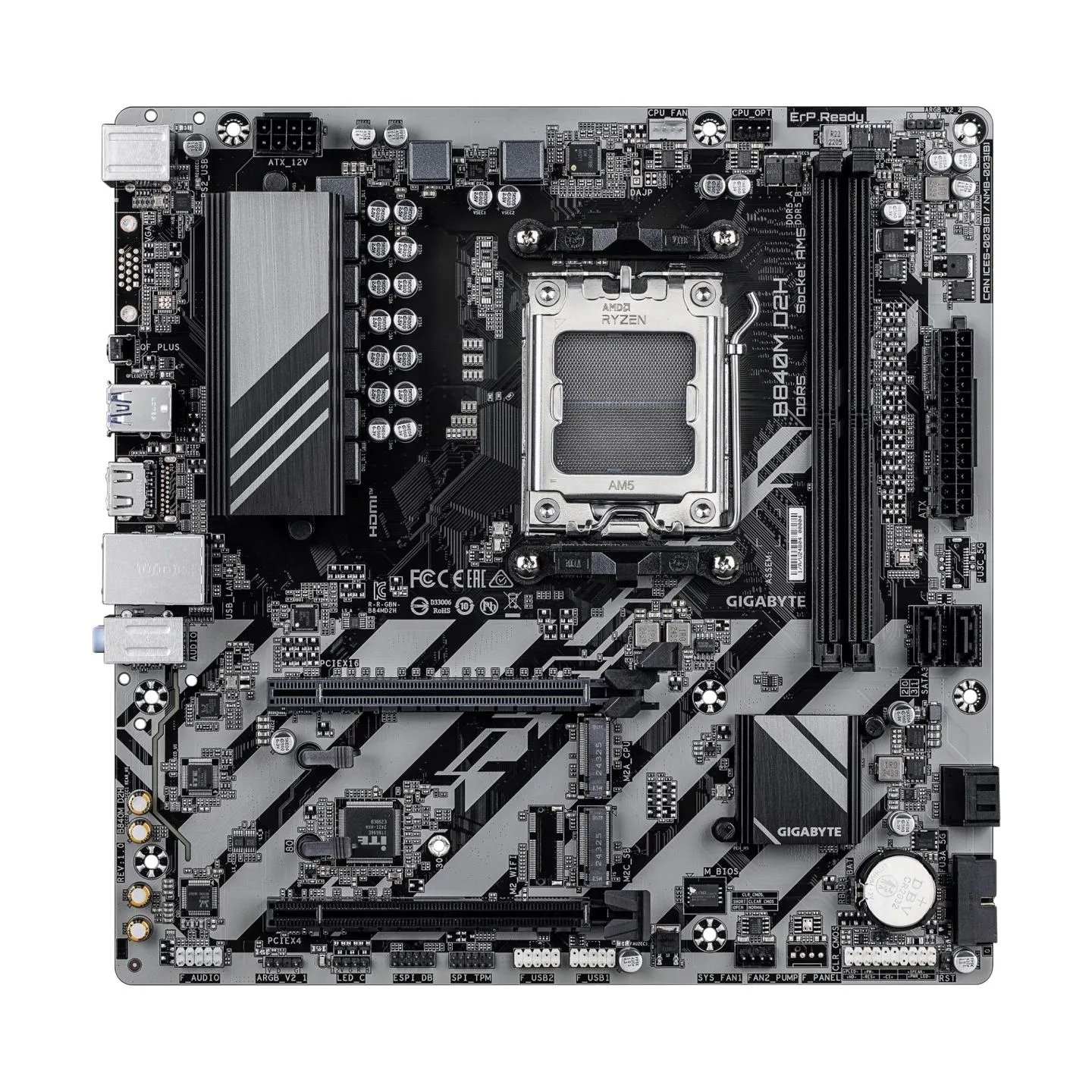 Gigabyte Mainboard|GIGABYTE|AMD B840|Socket AM5|micro ATX|RAM DDR5-SDRAM|2xSlots|2xNumber of M.2 (M) slots|B840MD2H1.2