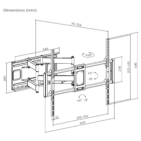Gembird TV SET ACC WALL MOUNT 60-120"/WM-120ST-01 GEMBIRD