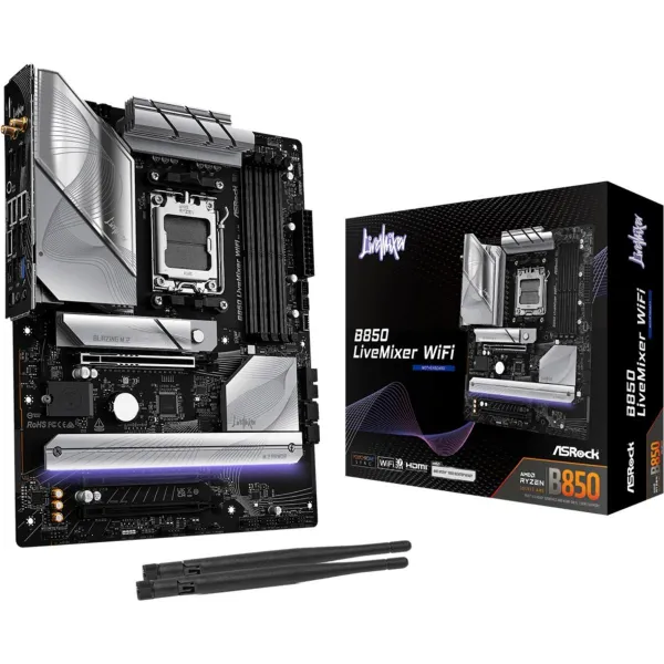 Asrock Mainboard|ASROCK|AMD B850|SAM5|ATX|Memory DDR5|Memory slots 4|2xPCI-Express 4.0 16x|1xPCI-Express 5.0 16x|1xM.2|1xHDMI|1x