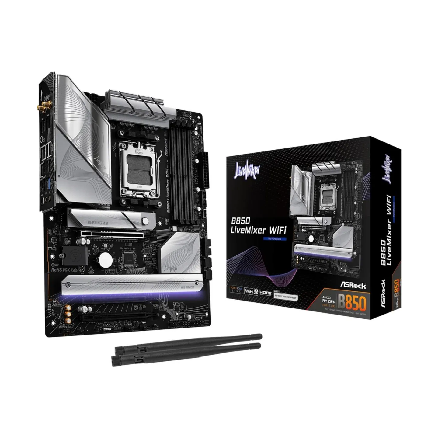 Asrock Mainboard|ASROCK|AMD B850|SAM5|ATX|Memory DDR5|Memory slots 4|2xPCI-Express 4.0 16x|1xPCI-Express 5.0 16x|1xM.2|1xHDMI|1x