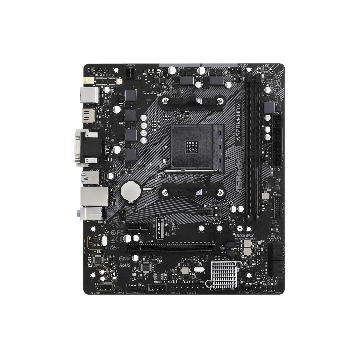 Asrock Motherboard A520M-HDV AM4 2DDR4 HDMI/DVI/VGA M.2 mATX