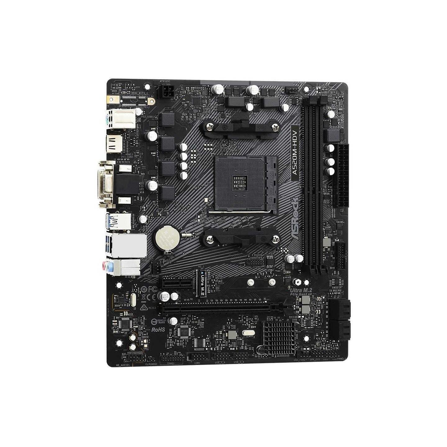 Asrock Mainboard|ASROCK|AMD A520|SAM4|Micro-ATX|Memory DDR4|Memory slots 2|1xPCI-Express 3.0 1x|1xPCI-Express 3.0 16x|1xM.2|1x15